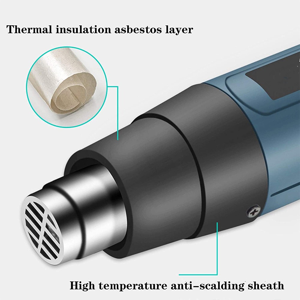 2500W Heat Gun Electric Hot Air Gun Dual Temperature LCD Display 4 Nozzles 110V