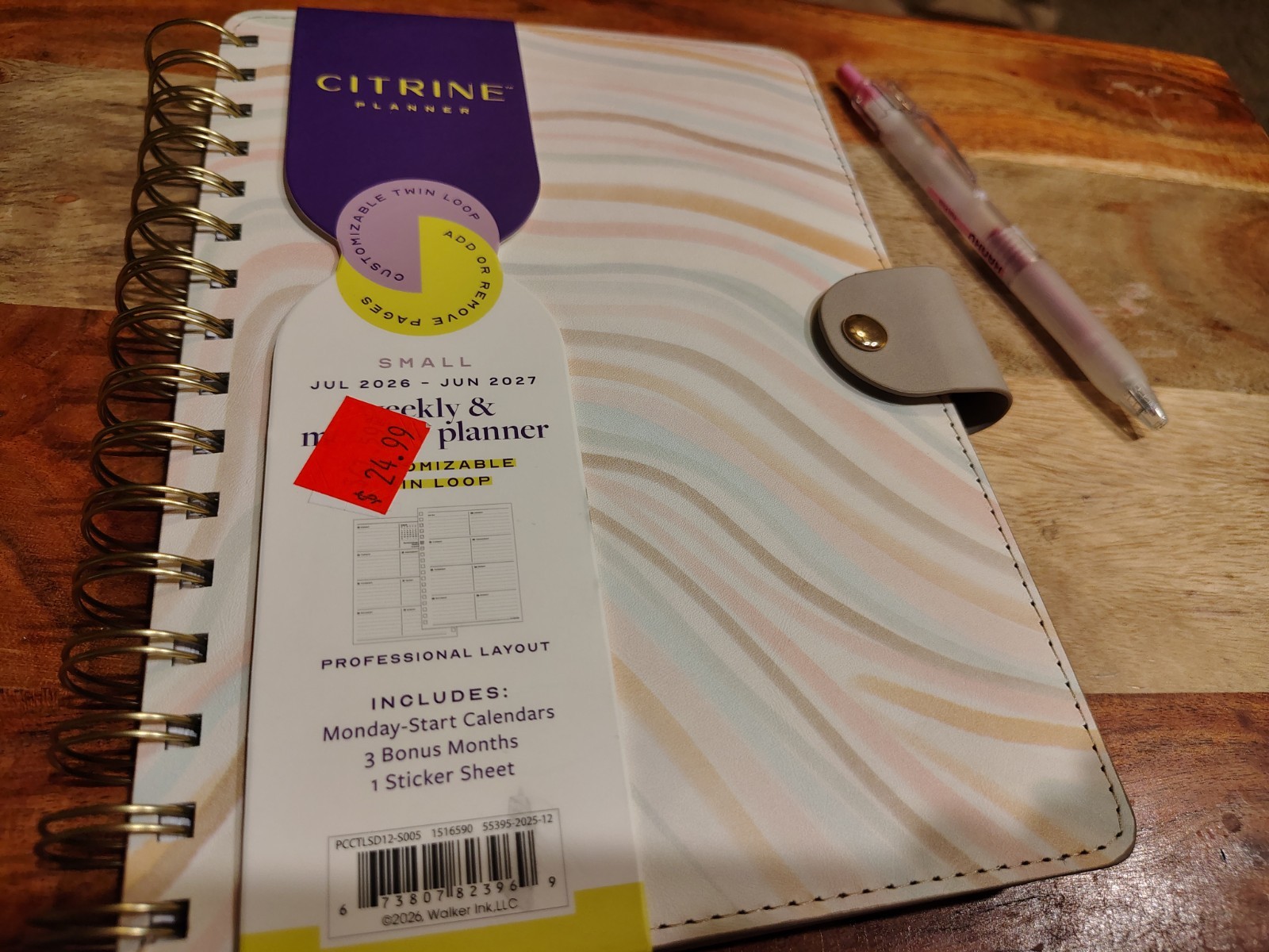Citrine Planner academic year 26-27 Weekly/Monthly Spiral Faux Leather Planner