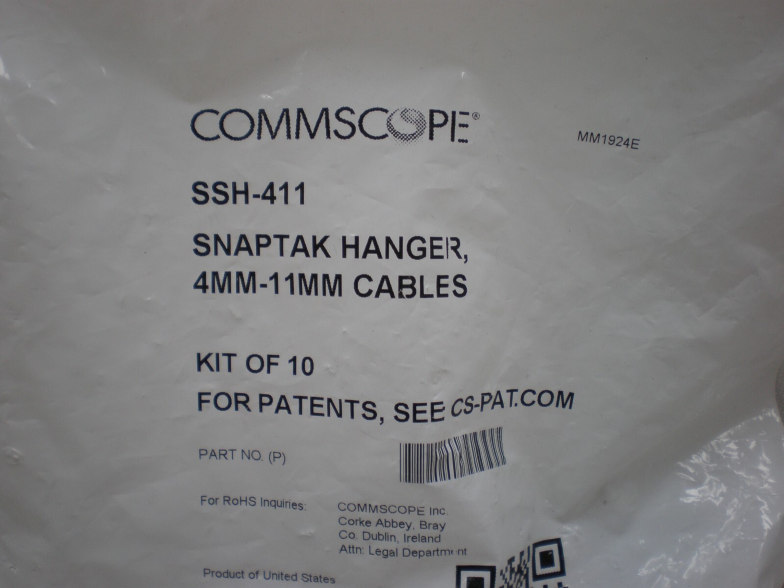 Commscope SSH-411 SnapStak Hanger for 4mm – 11mm Cables, Bag of 10