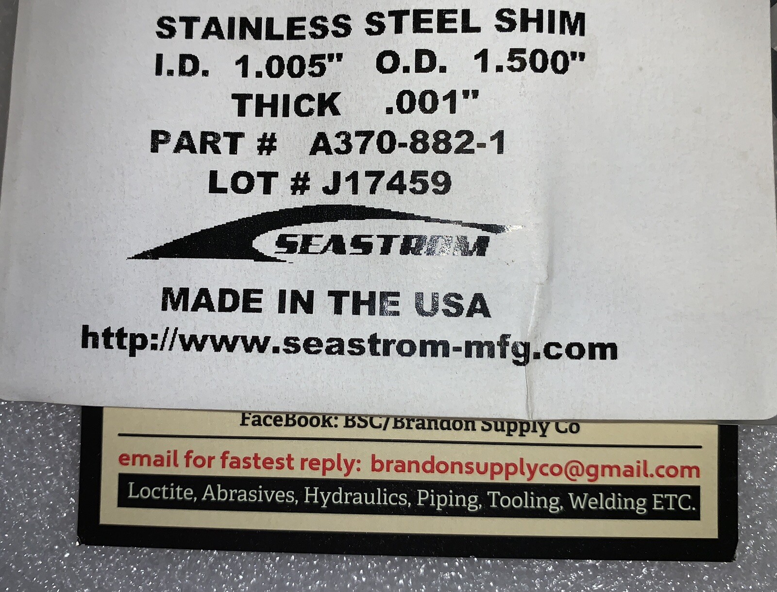 ONE (1) Stainless SS Round Shim I.D: 1.005″ O.D: 1.500″ You Choose Thickness