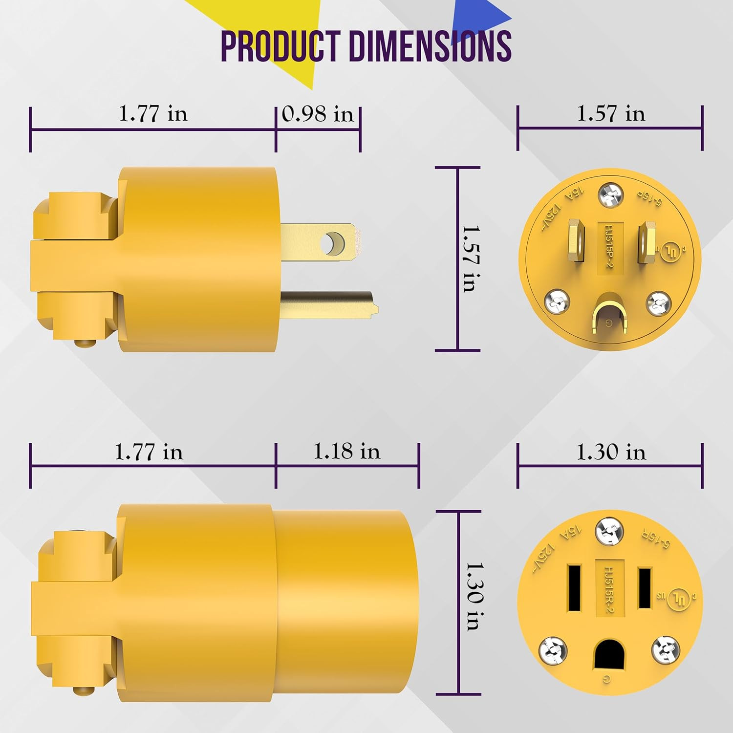 Electrical Replacement Plug & Connector Set, Extension Cord Ends Male and Female