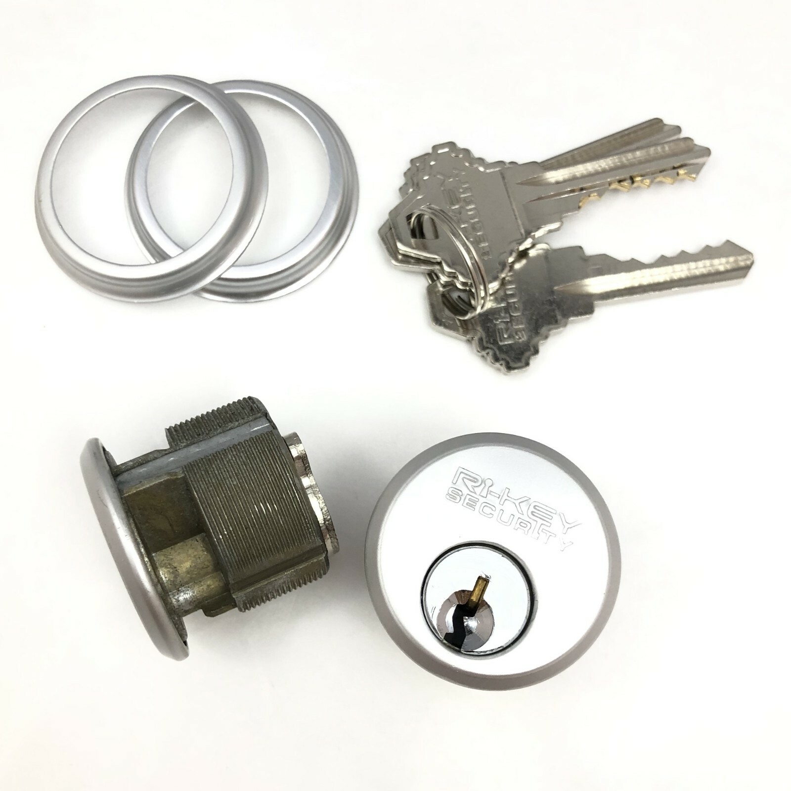 2 Mortise Lock Cylinders 1″ for Store Front Door Adams Rite Brass with 3 Keys
