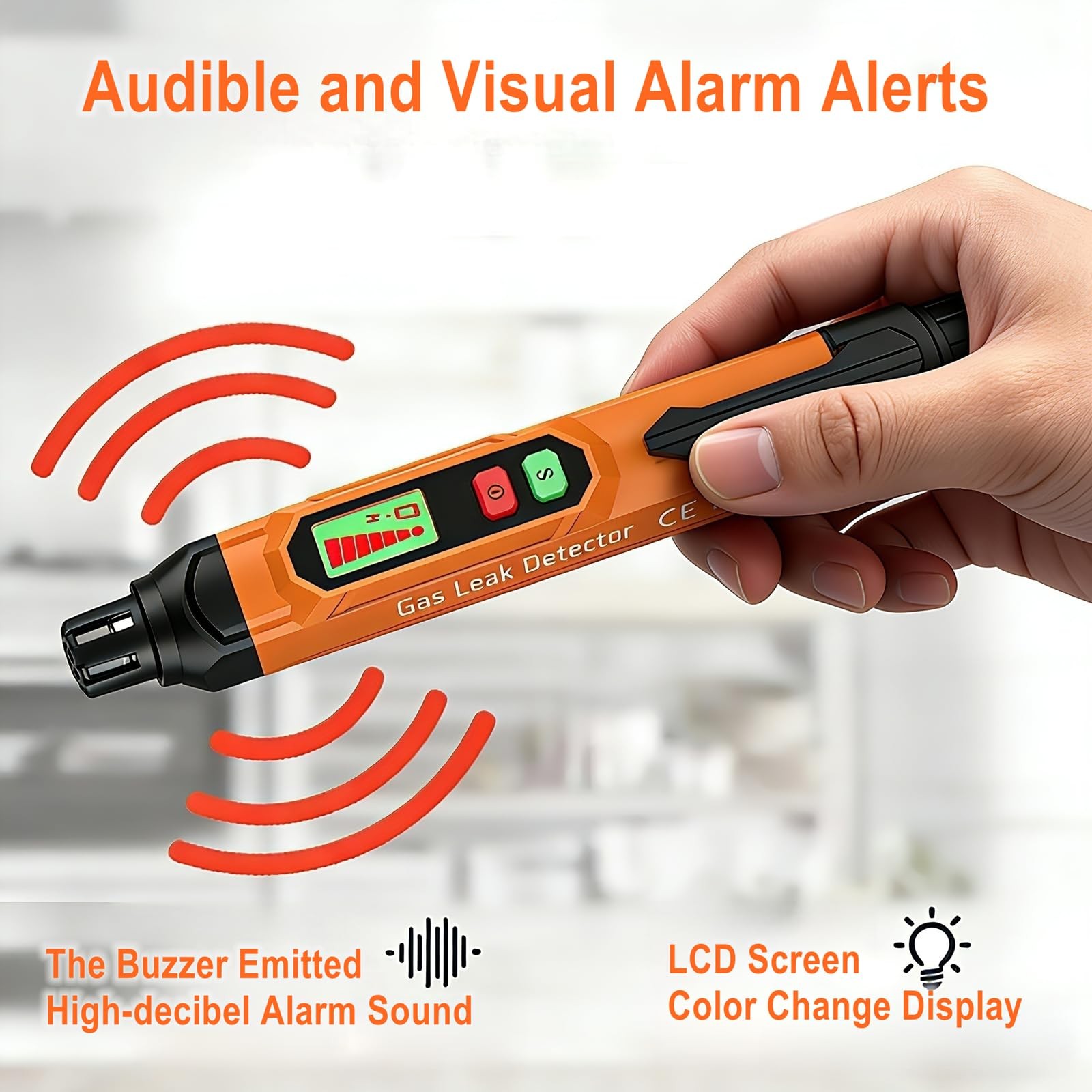 PT202 Natural Gas Leak Detector with Audible & Visual Alarm, Portable Gas Det…