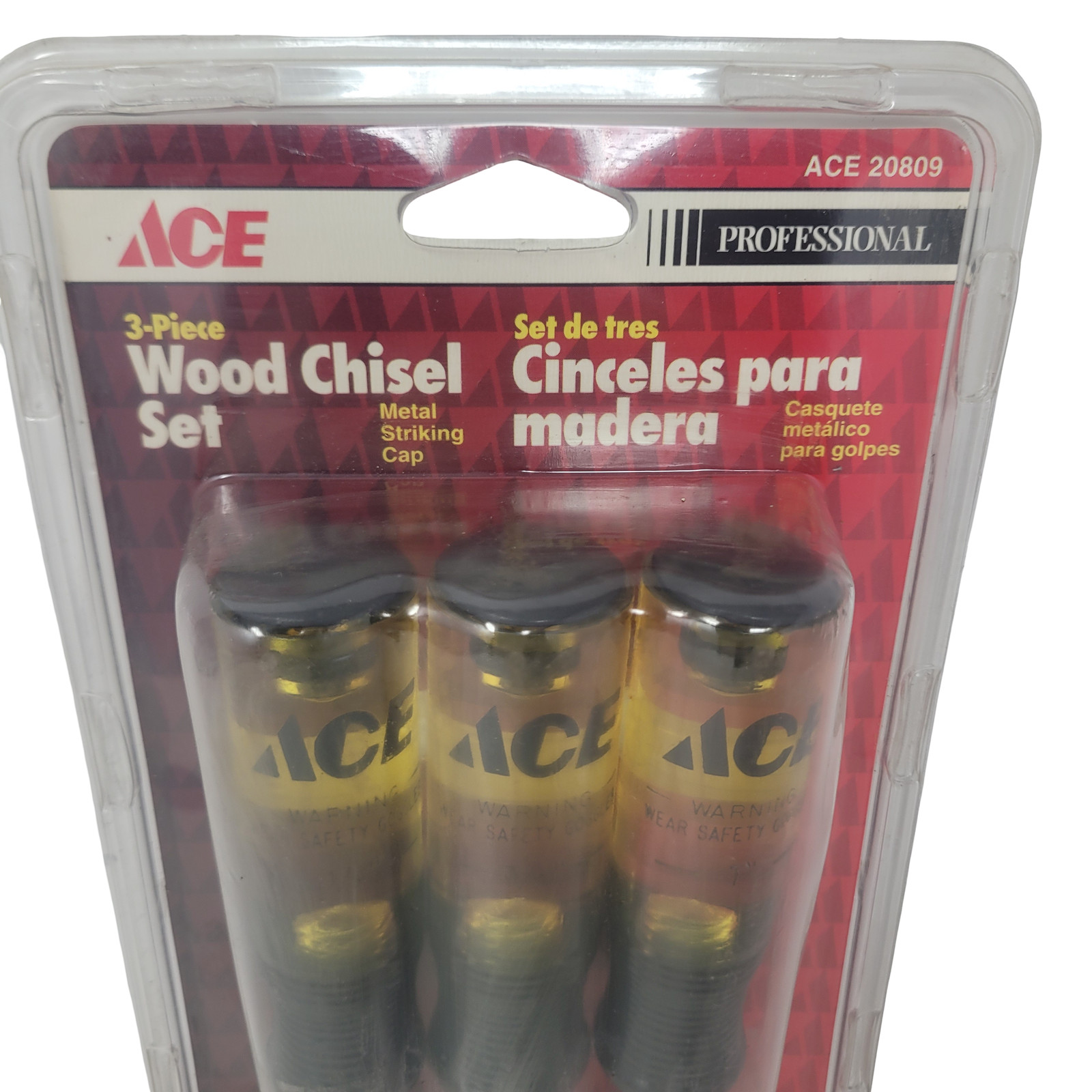 ACE 3-Piece Professional Wood Chisel Set 1/2″, 3/4″, 1″ Metal Striking Cap NEW