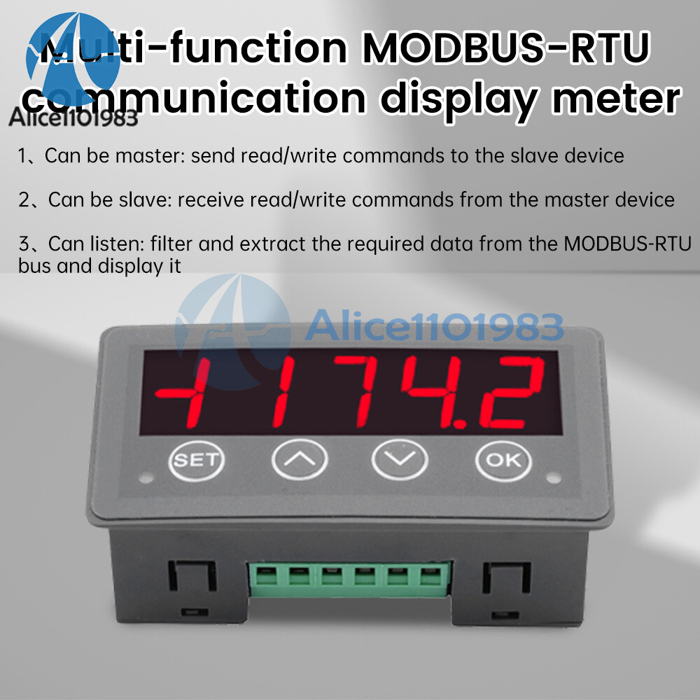 MODBUS-RTU Communication Display Meter RS485 Master-Slave-Monitored DC 8-25V