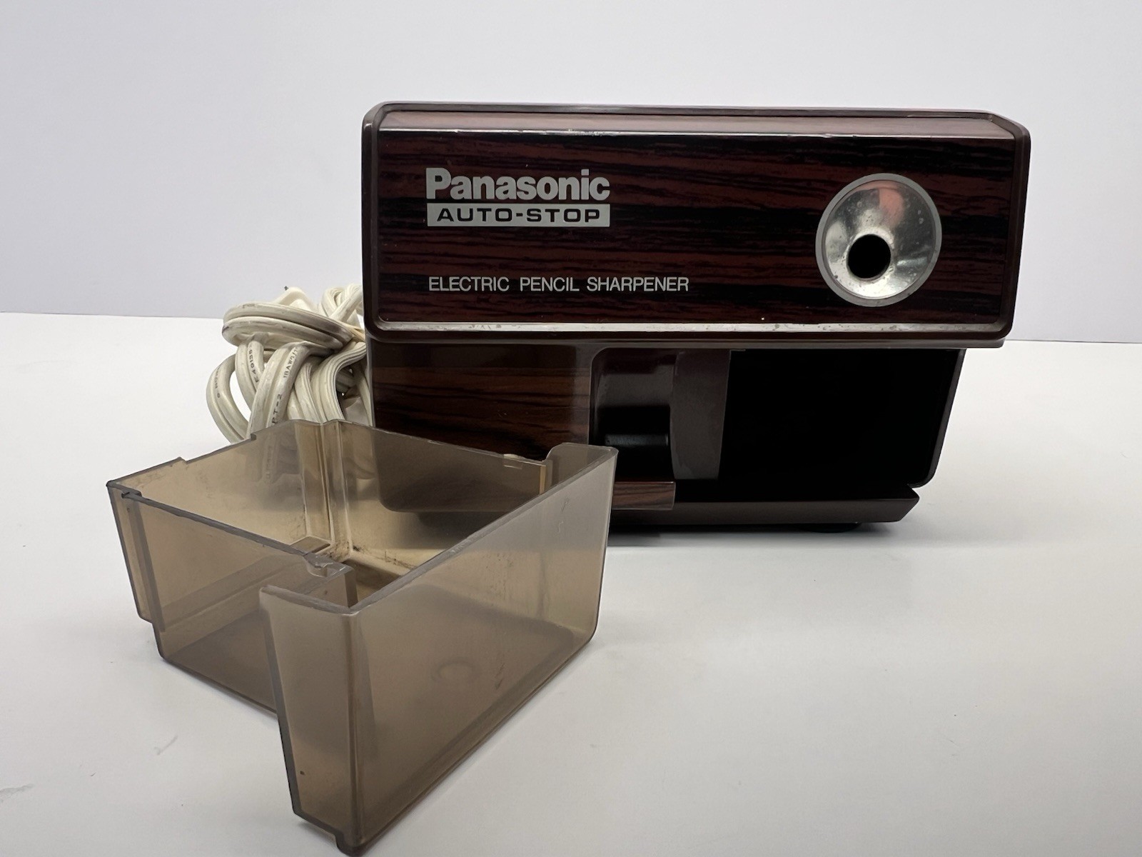 Vtg MCM Panasonic Brown Electric Pencil Sharpener #KP-110 Auto Stop/Tested/Works