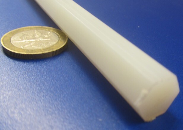 Nylon 6/6 Natural Tint Hex Rod 7/16″ (.437″) Hex x 12″ Length