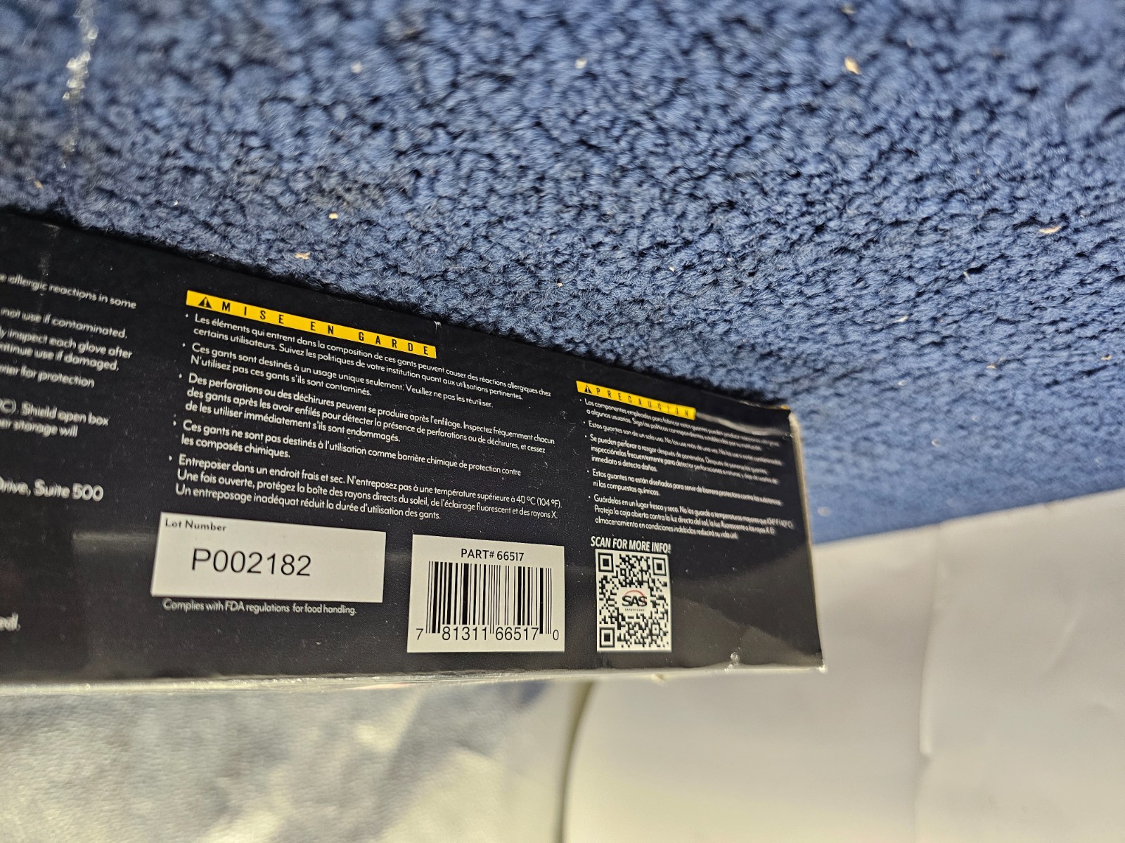(QTY 400) SAS 66517 RAVEN Powder-Free Nitrile Examination Gloves 7mil Medium