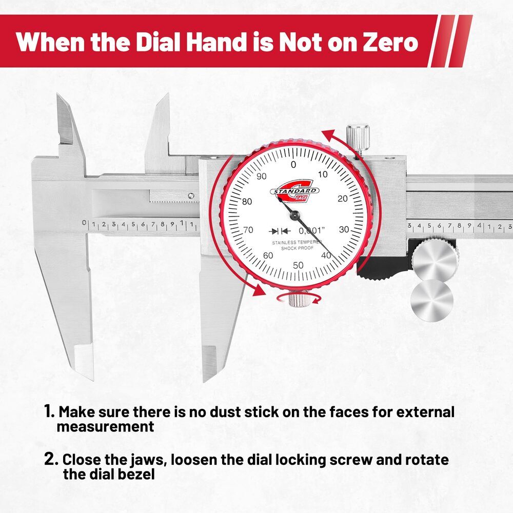Standard Gage 0-6″ Range SAE Dial Caliper Measuring Tool ±0.001″ Accuracy USA