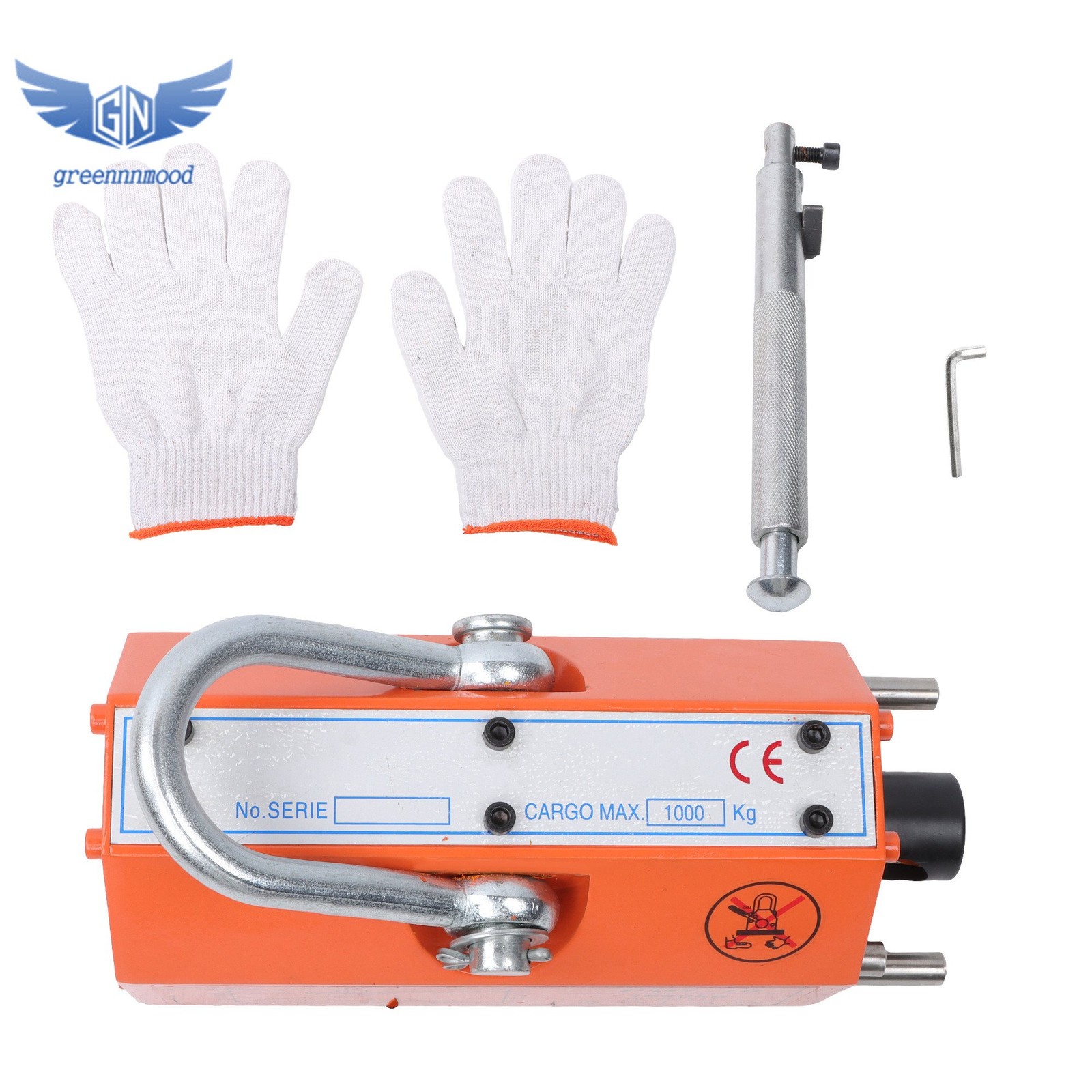 Magnetic Lifter Lifting Magnet Hoist 2200 lbs/1000 kg 2 Safety Factor Orange