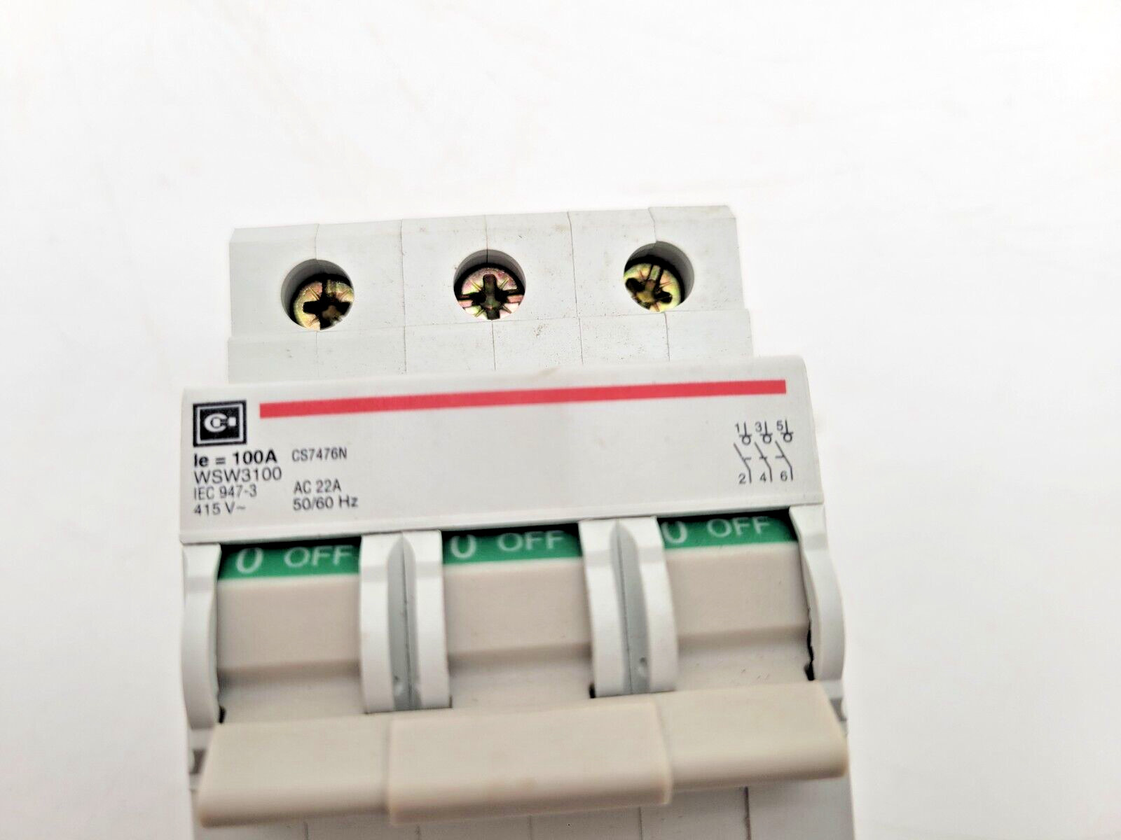 Cutler Hammer WSW3100 Switch Disconnector Circuit Breaker 100 Amp 3 Pole 415 VAC