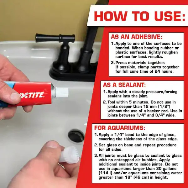 Silicone Waterproof Multipurpose Adhesive Sealant 2.7 Oz. Clear Tube