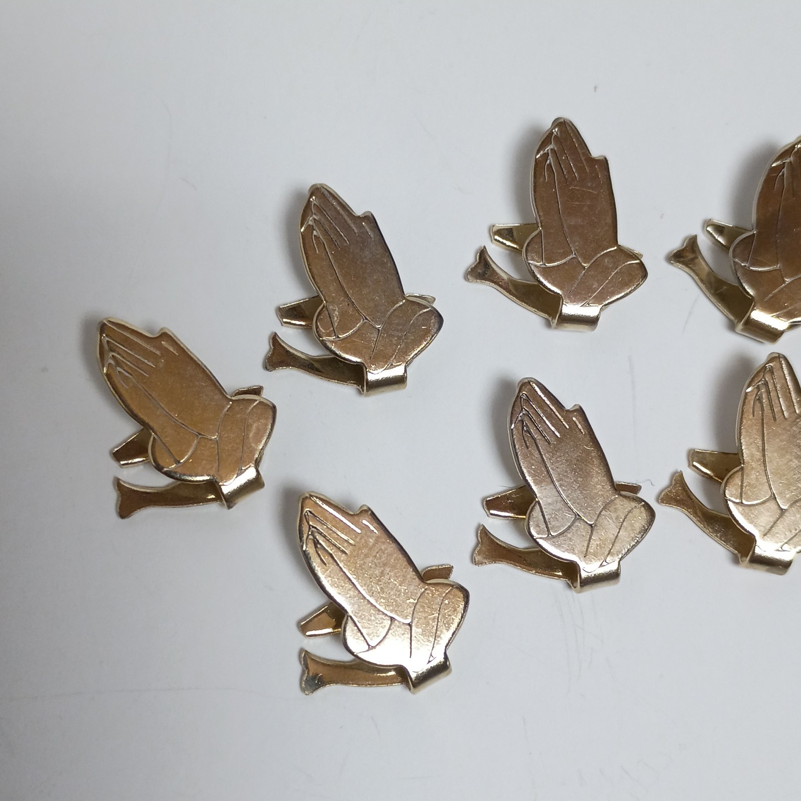 Lot of 10 Vintage Gold Tone Praying Hands Dove Bible Page Marker Bookmark Clips