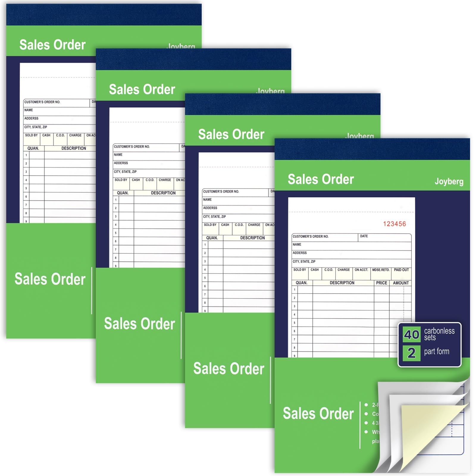 4 Pack Receipt Book, 4.17inx7.2in Receipt Book with Carbon Copies, 2-Part …