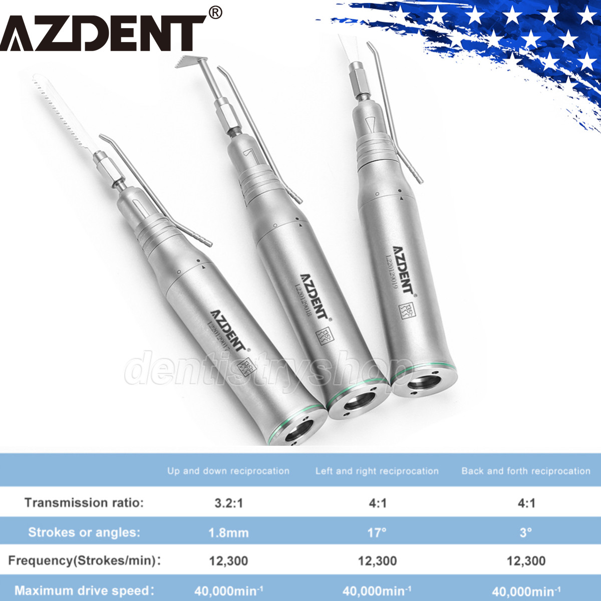 AZ Dental Brushless LED Electric Micro Motor 1:1/1:2 20° Saw Surgical Handpiece