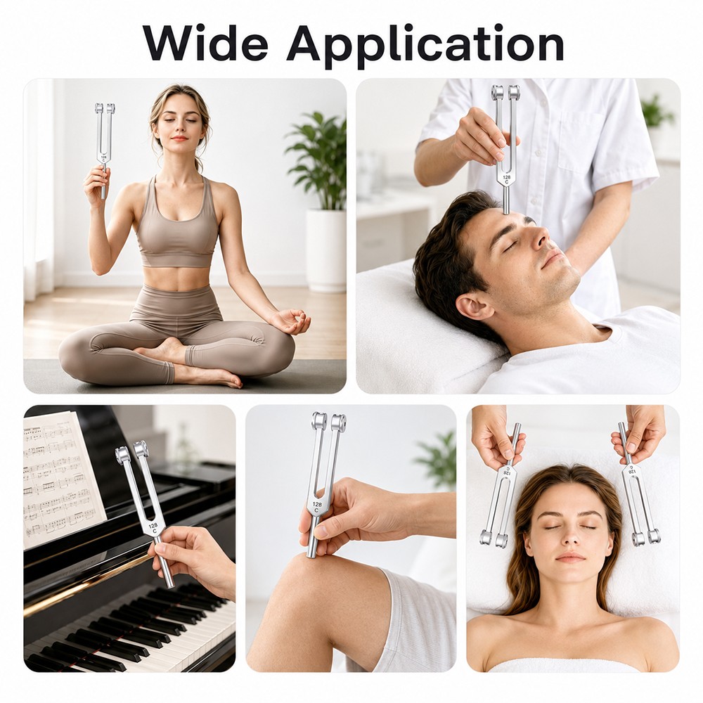 128Hz Healing Tuning Fork with Silicone Hammer Sound Therapy Musical Instrument