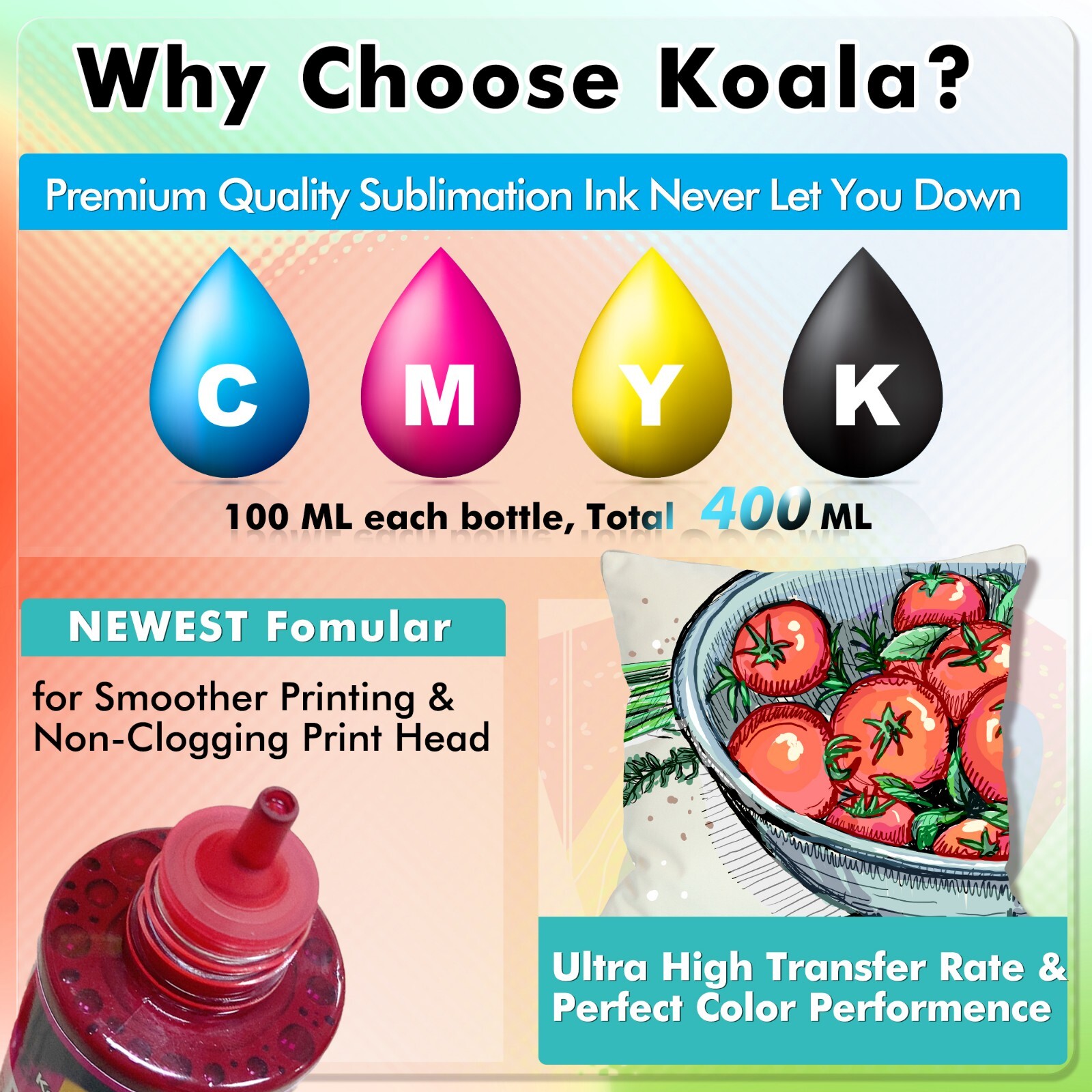 2 Bottles 200ML Koala Sublimation Ink BLACK for All Inkjet Printers