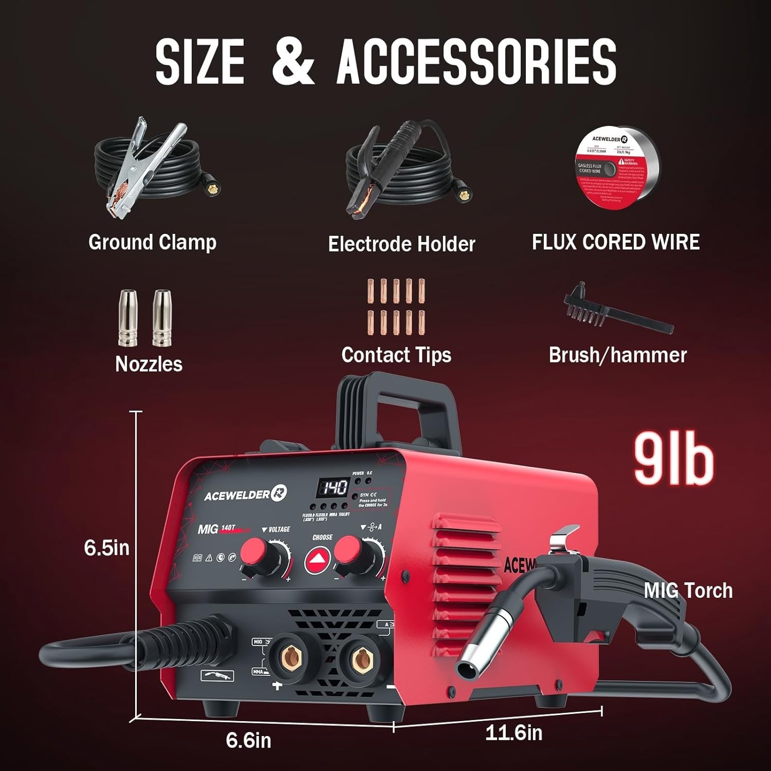 3 IN 1 Welder 140A Gasless Flux MIG/Lift Tig/Stick Welding Machine 110V Inverter