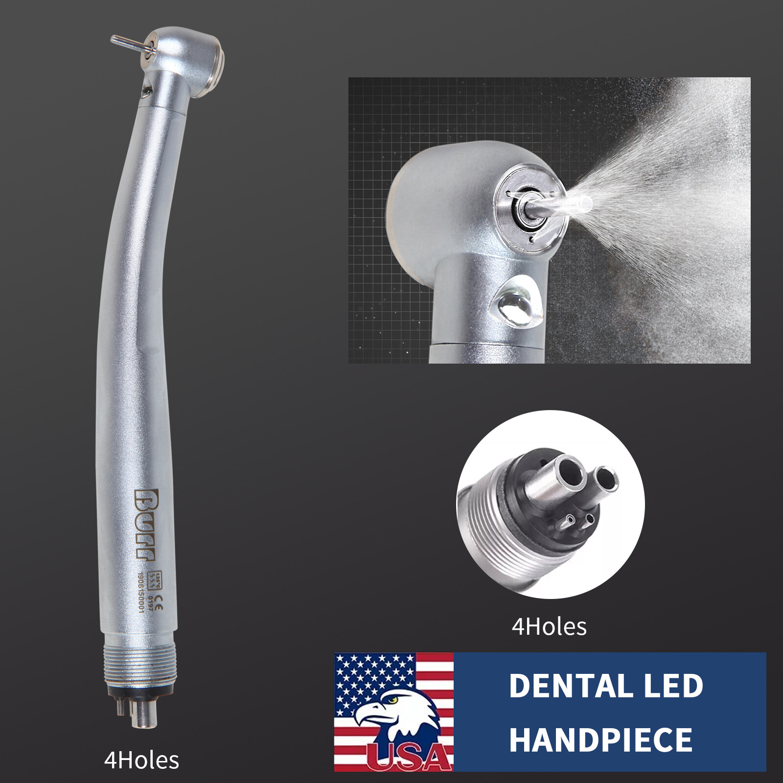 NSK Style Dental Fiber Optic LED E-generator High Speed Handpiece Turbine 4 HOLE