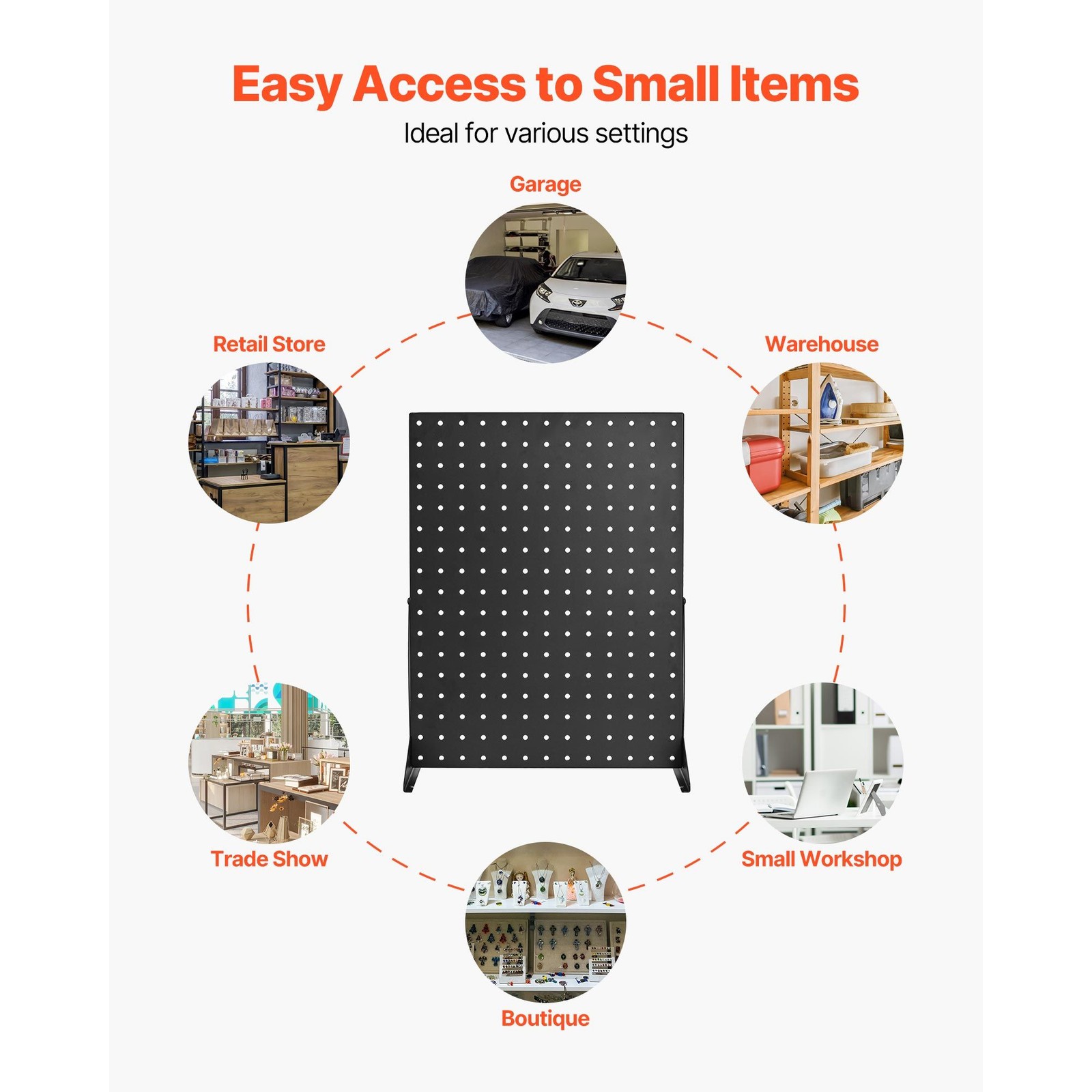 4-Piece Steel Tabletop Pegboard Stand, 17x13in, 11lb Capacity, Black