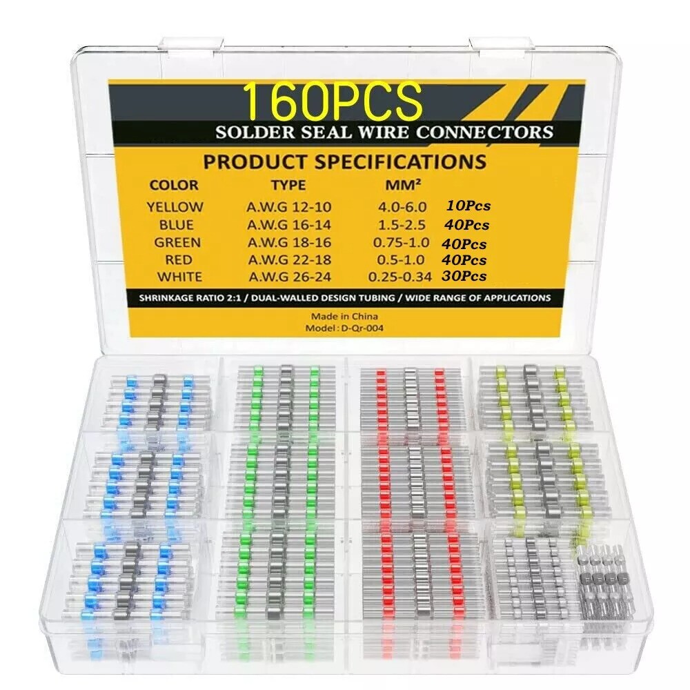 340PCS Solder Seal Sleeve Heat Shrink Wire Connectors Waterproof Terminals kits