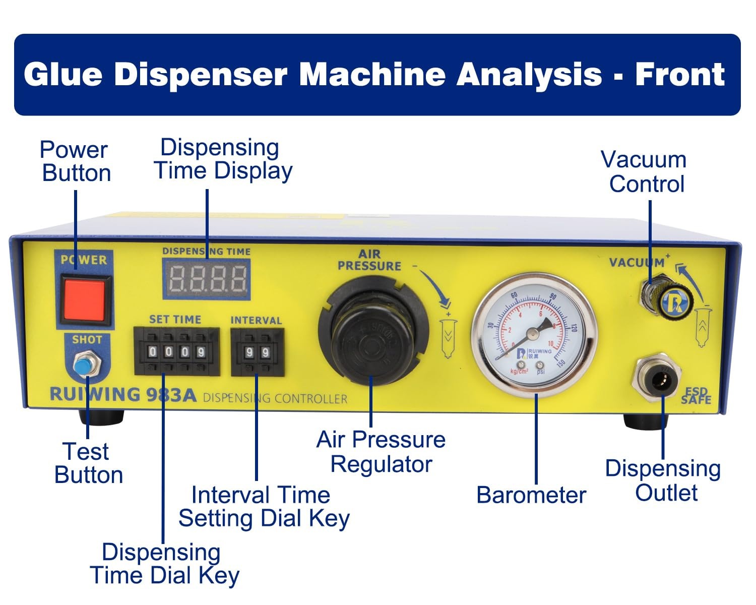 983A Auto Glue Dispenser 110V – Digital Solder Paste Liquid Controller 110V