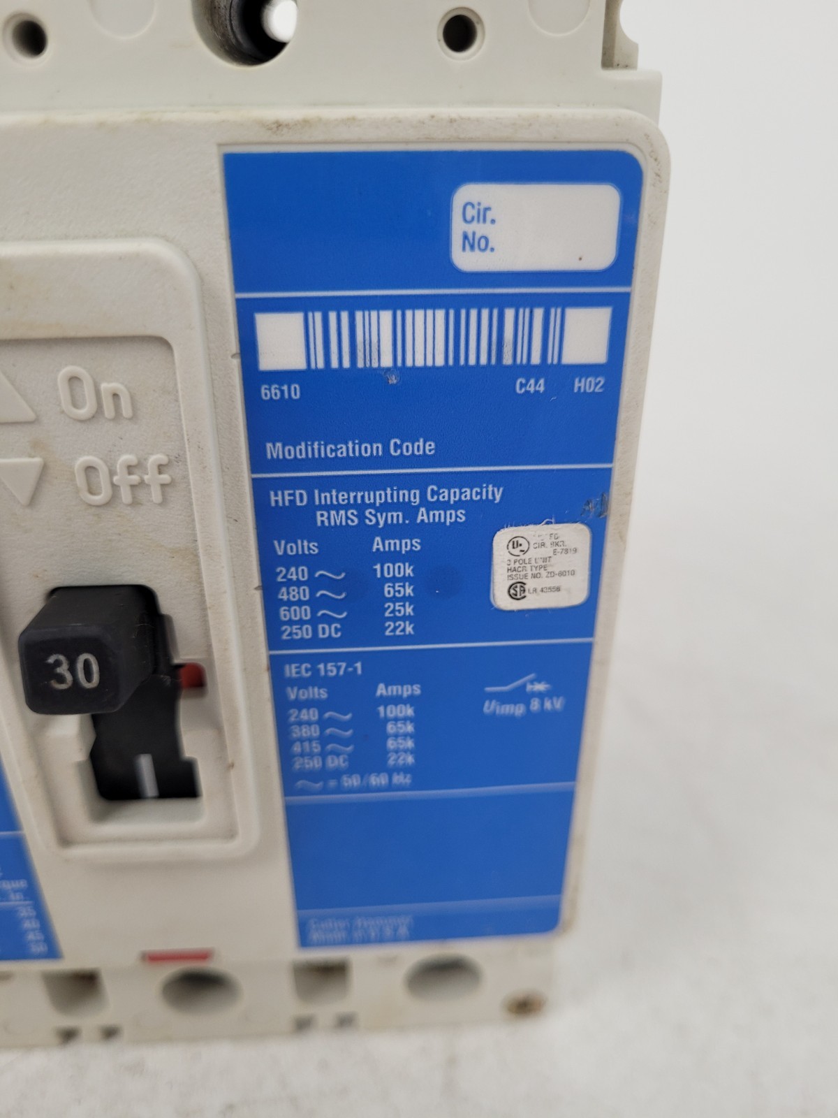 HFD3030 Cutler-Hammer 30 Amp 600VAC Circuit Breaker – Next Day Option