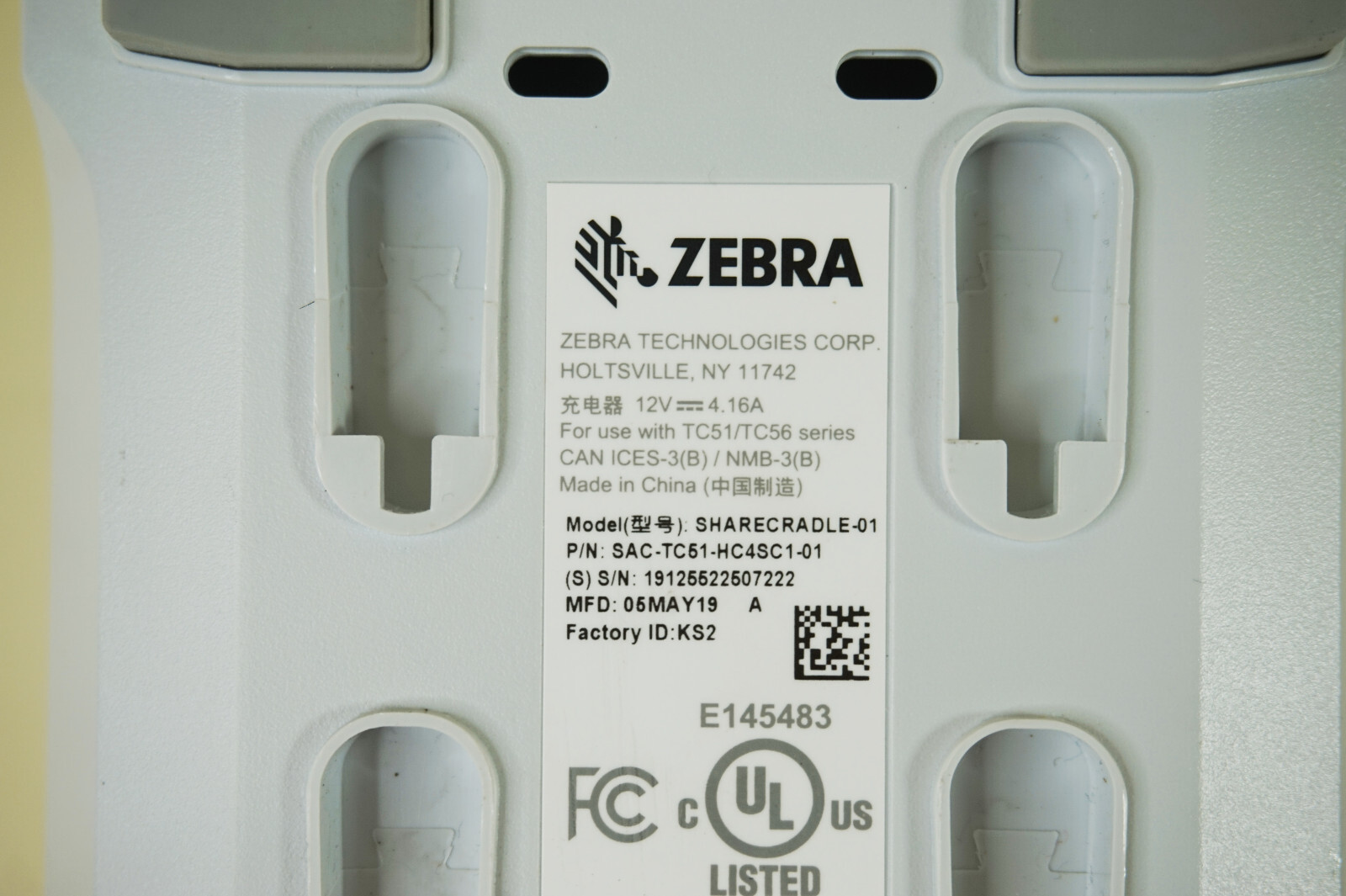 Zebra Quad 4Slot SHARECRADLE-01 SAC-TC51-HC4SC-01 TC52 TC57 Battery Dock Charger