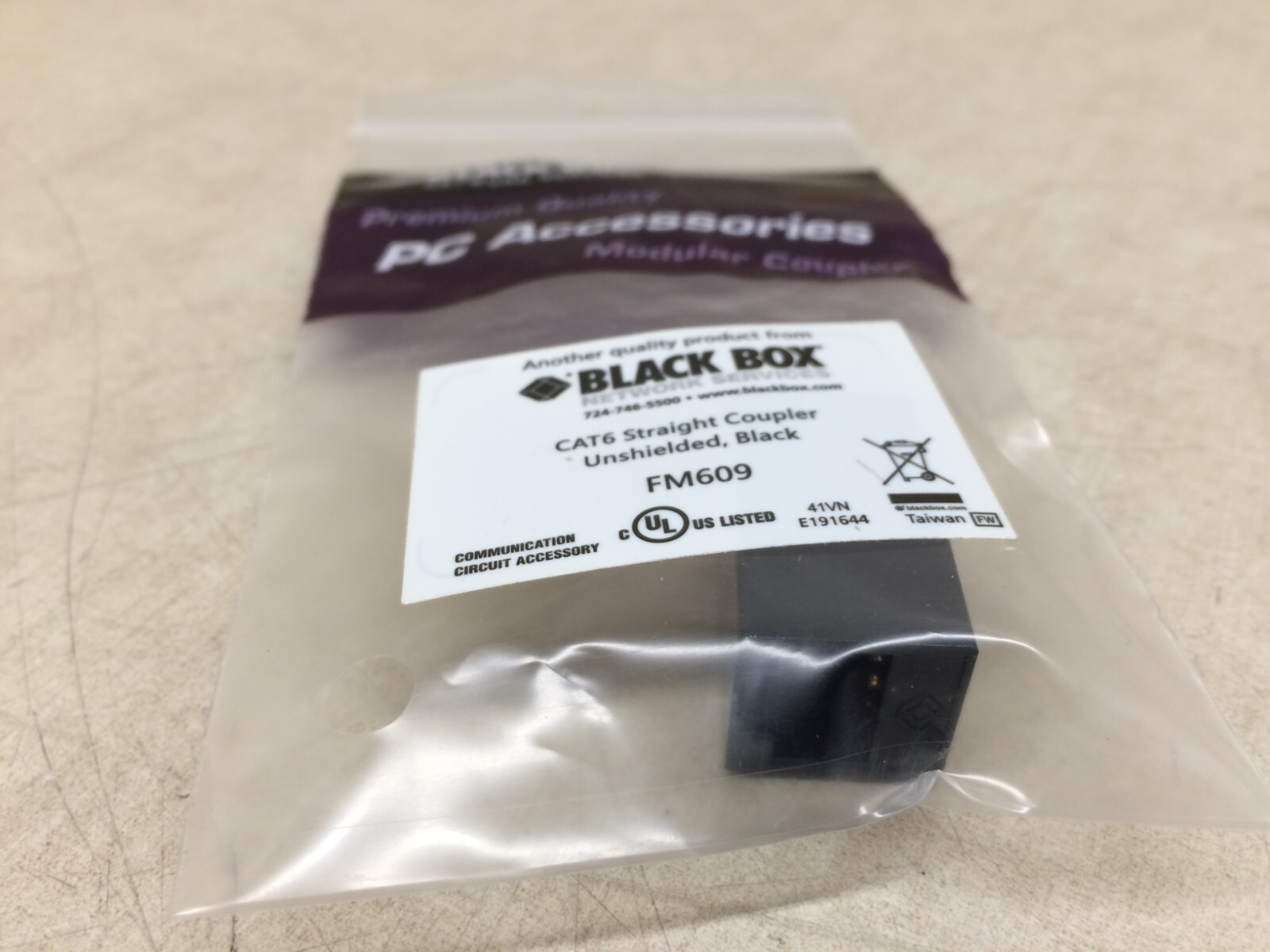 Lot of 10 Cat6 Coupler Black FM609 Unshielded Straight Black Box