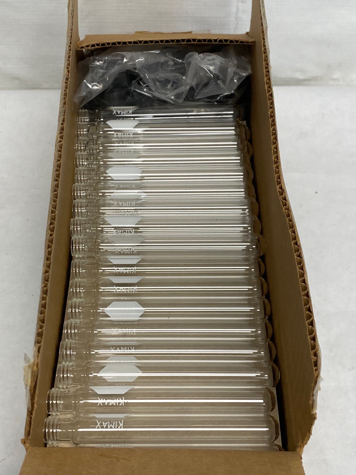 New (61) KIMAX Glass 16x125mm Reusable Culture Tubes Round Bttm Caps 45066-16125