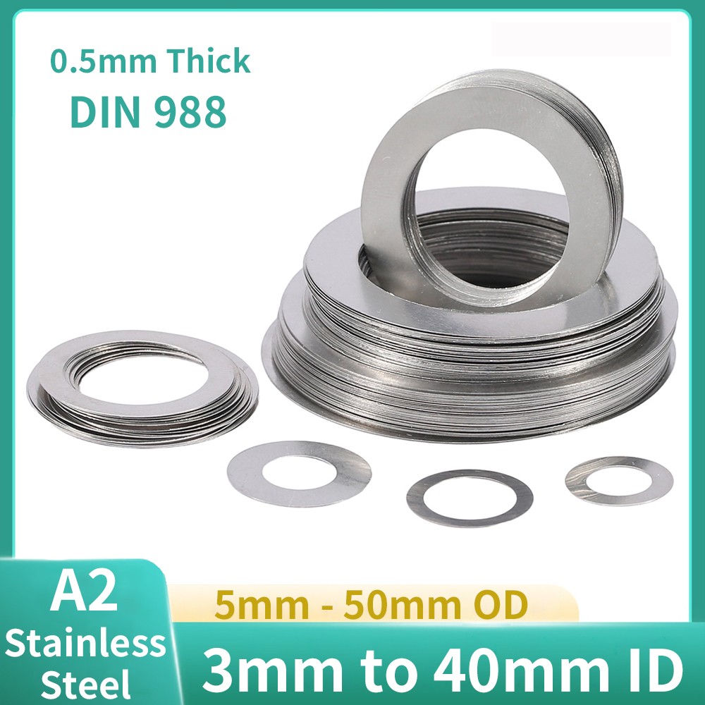0.5mm Thick Shim Washers DIN 988 A2 Stainless Steel Gasket Washers All Sizes