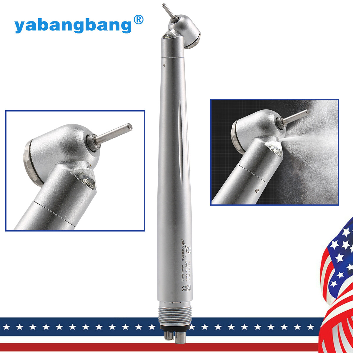 LED Dental Surgical Handpiece 45° Angle 4 Hole Midwest Rear Exhaust Impact Air