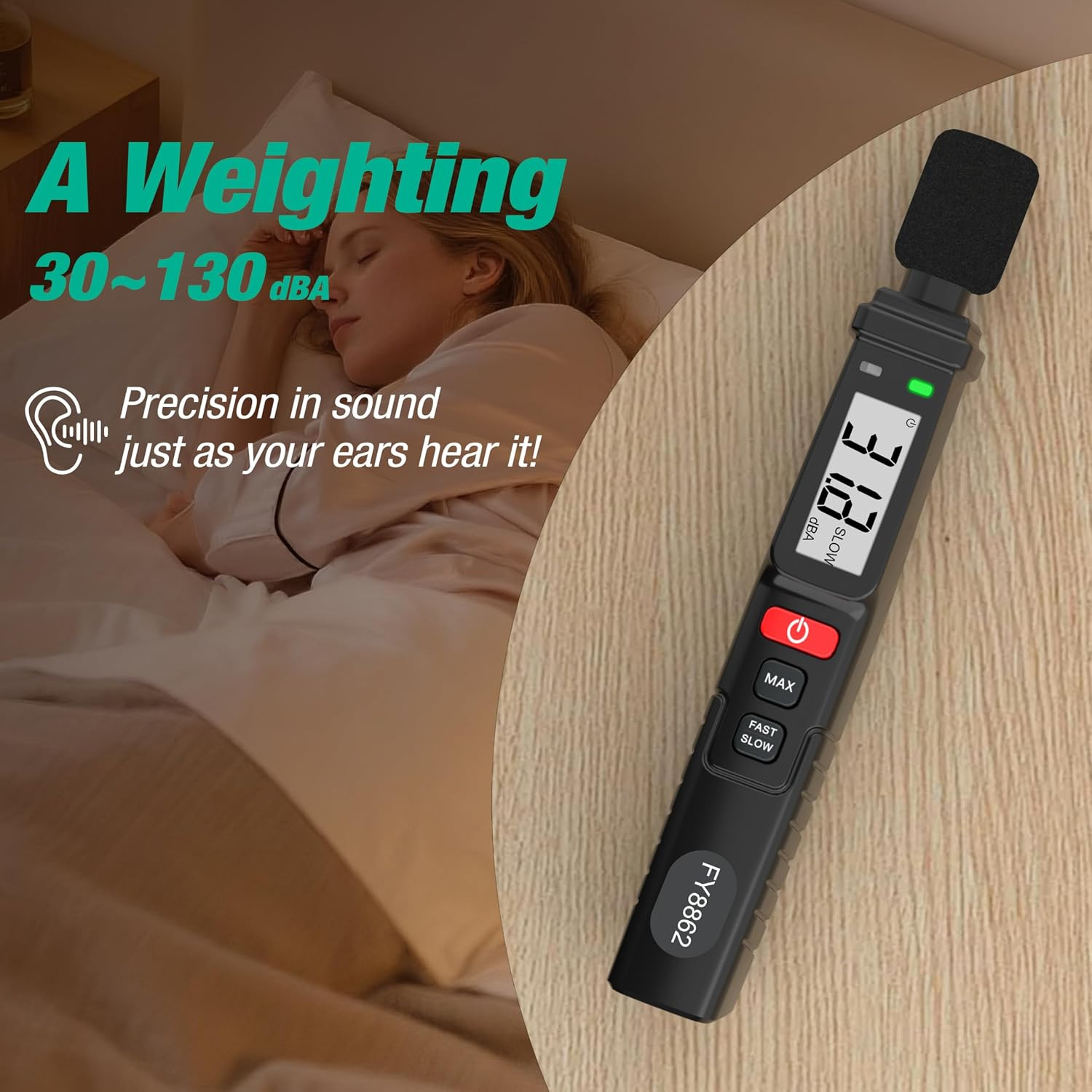 Decibel Meter, Digital Sound Level Meter Portable Sound Meter 30–130 Db