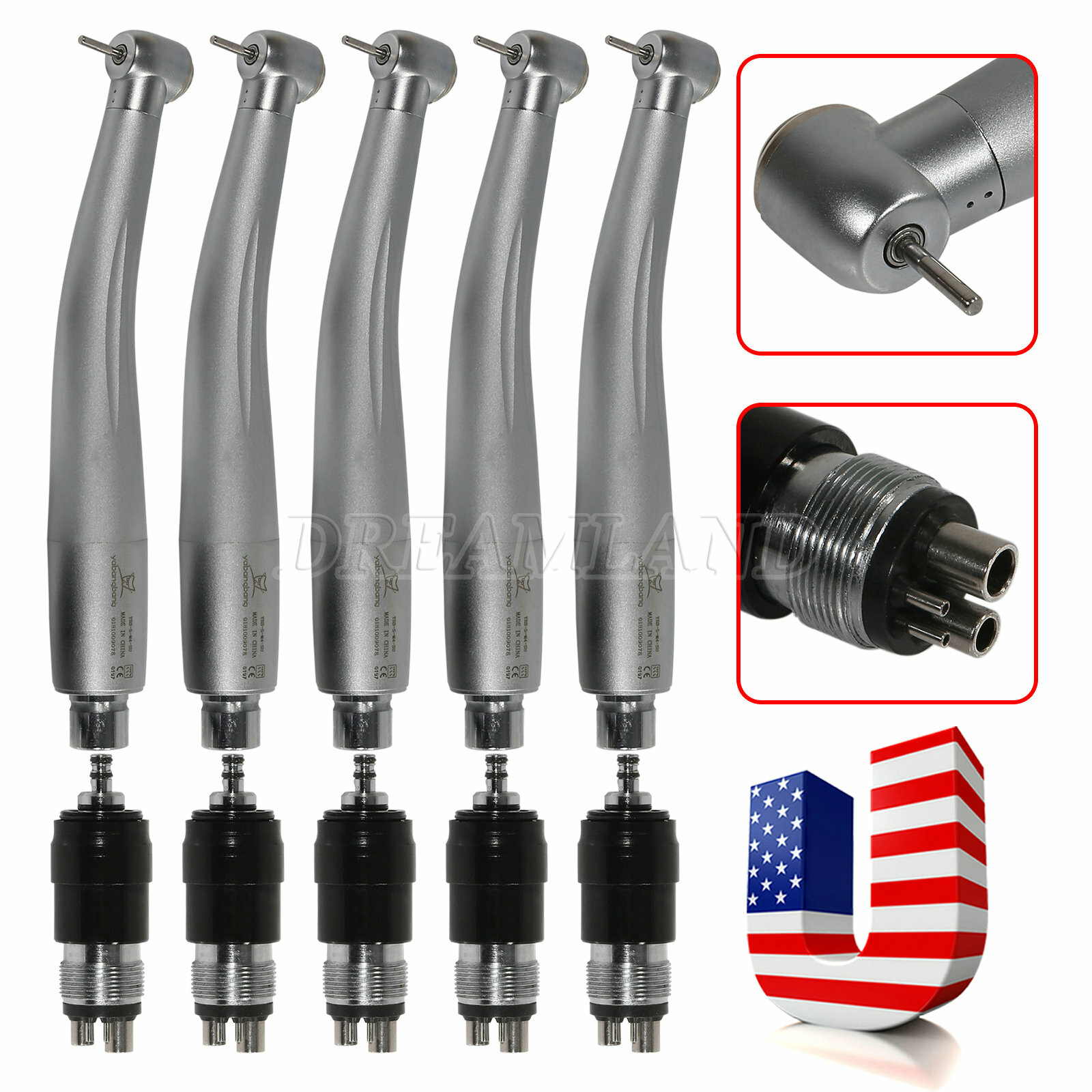 5* NSK Style Dental High Speed Standard Handpiece + 4 Hole Quick Coupling YBNKM