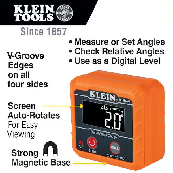 Klein Tools Digital Angle Finder Gauge and Digital Leveler Water/Dust Resistant