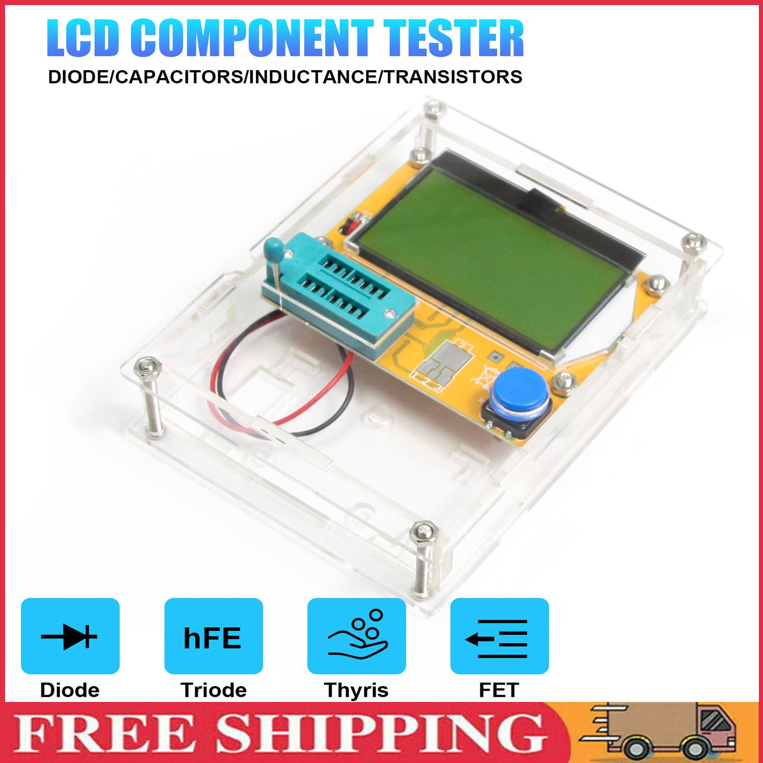 Digital LCD Component Tester Transistor Diode Capacitor Inductor Resistor Meter，