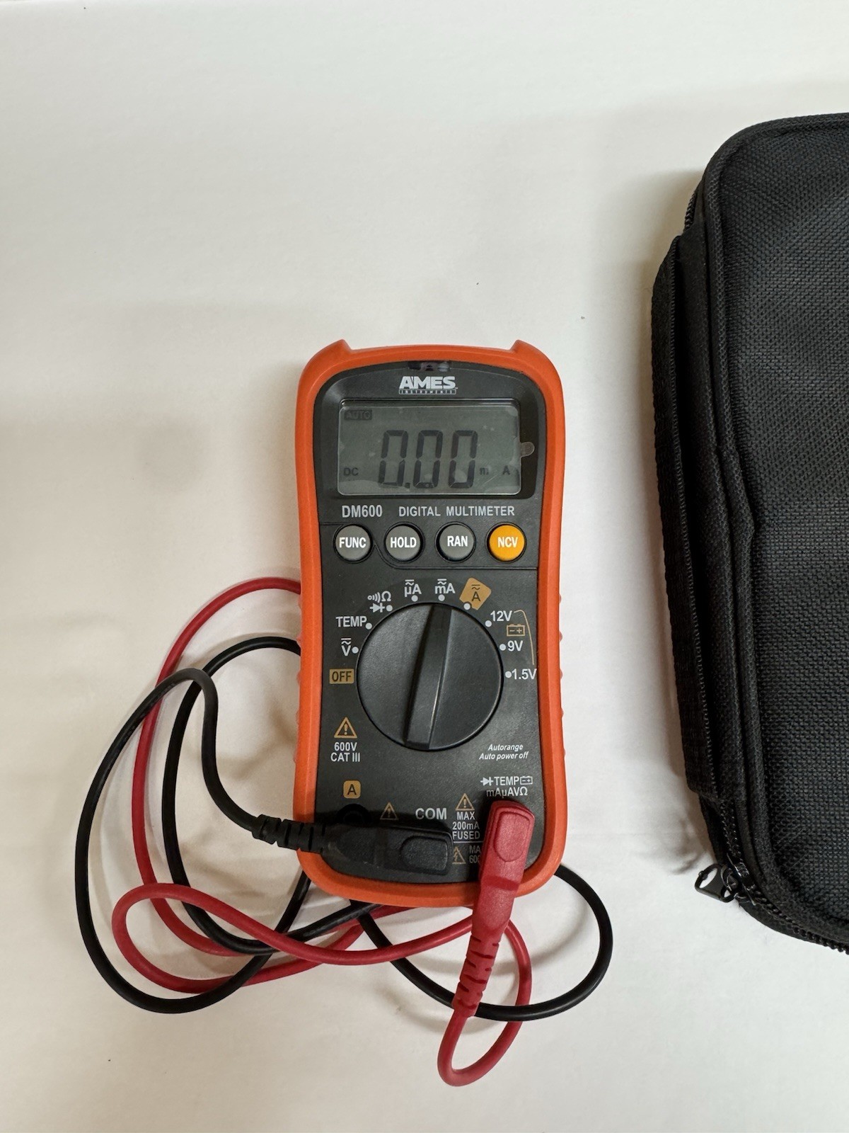 AMES Instruments DM600 Digital Multimeter CAT III with Case & Test Leads – 64014