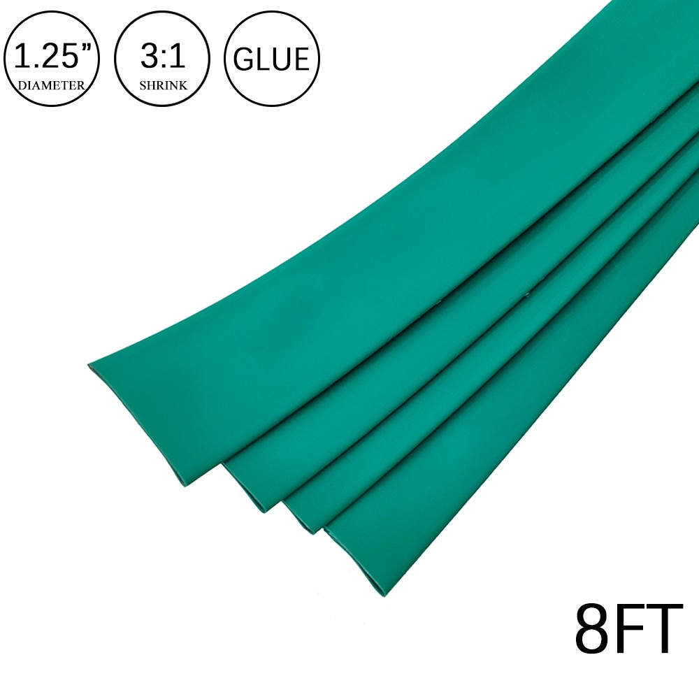 3:1 Heat Shrink Tubing Tube 1.25″ 8FT Green Glue Waterproof Dual Wall Wires Wrap