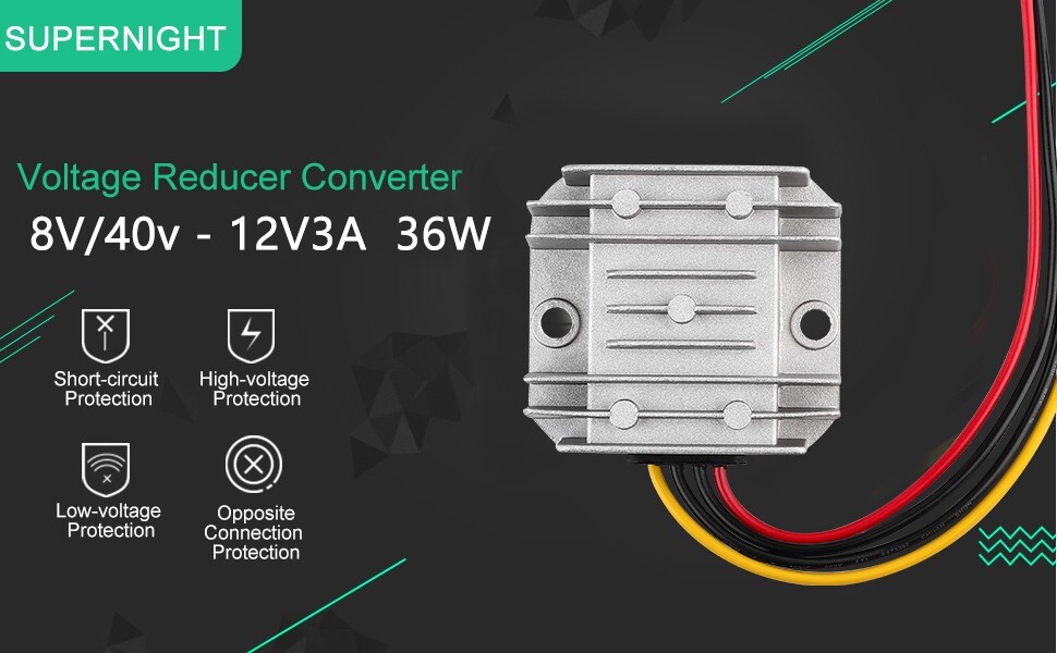DC 8V/40V to DC 12V 3A 36W Converter DC-DC Buck Boost Voltage Regulator Reducer