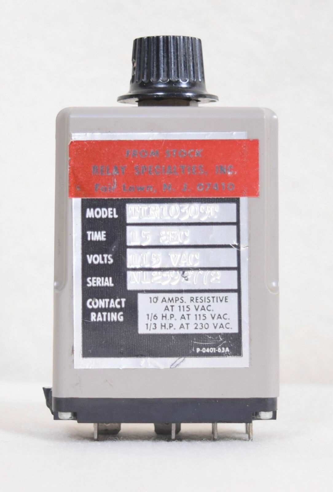 Syracuse Electronics 15 Second Timer TIR10305T 115 VAC