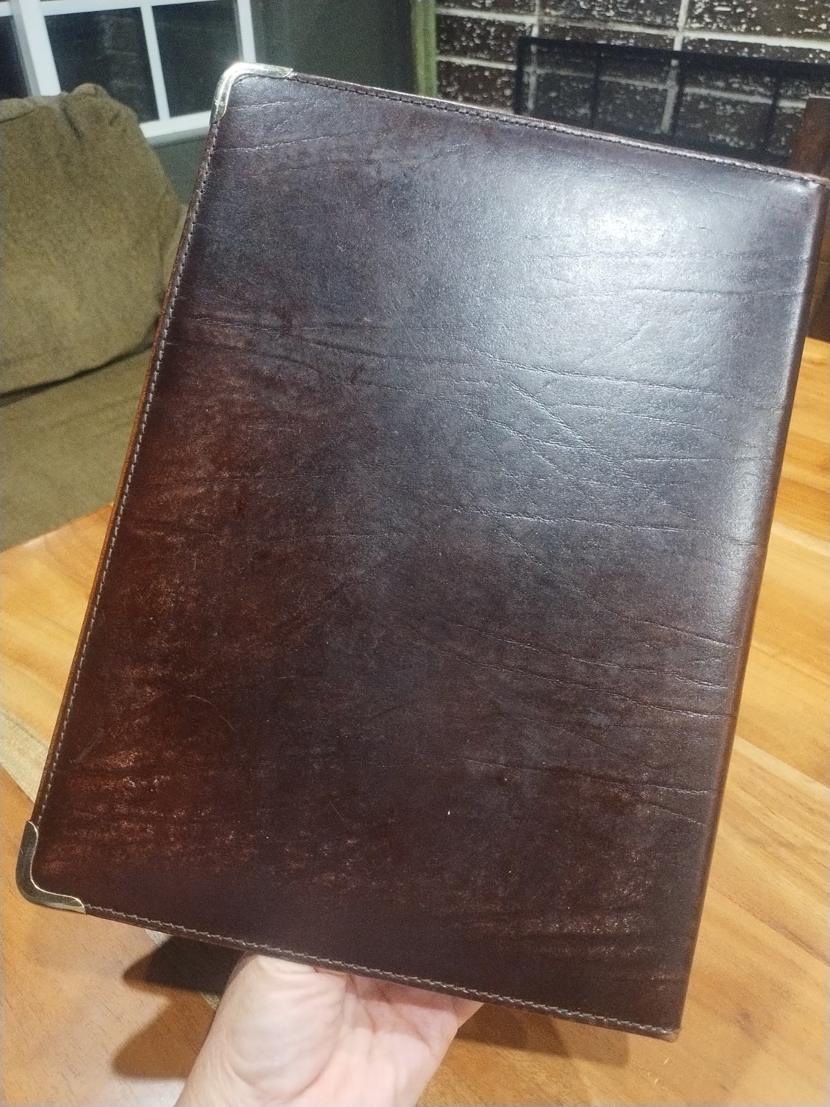 Made in Spain Top Grain Cowhide Leather Organizer Portfolio Folio Brown