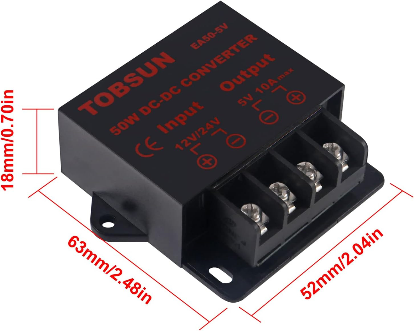 2-Pack 12V to 5V Converter, DC 12V 24V to 5V 10A Step down Converter Adapter DC