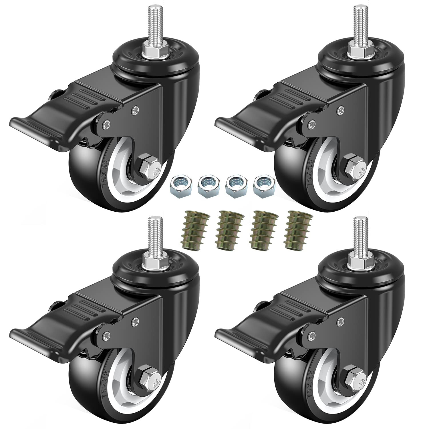 3 Inch Stem Casters Swivel Stem Mount Industrial Castors with Imperial Size Thre