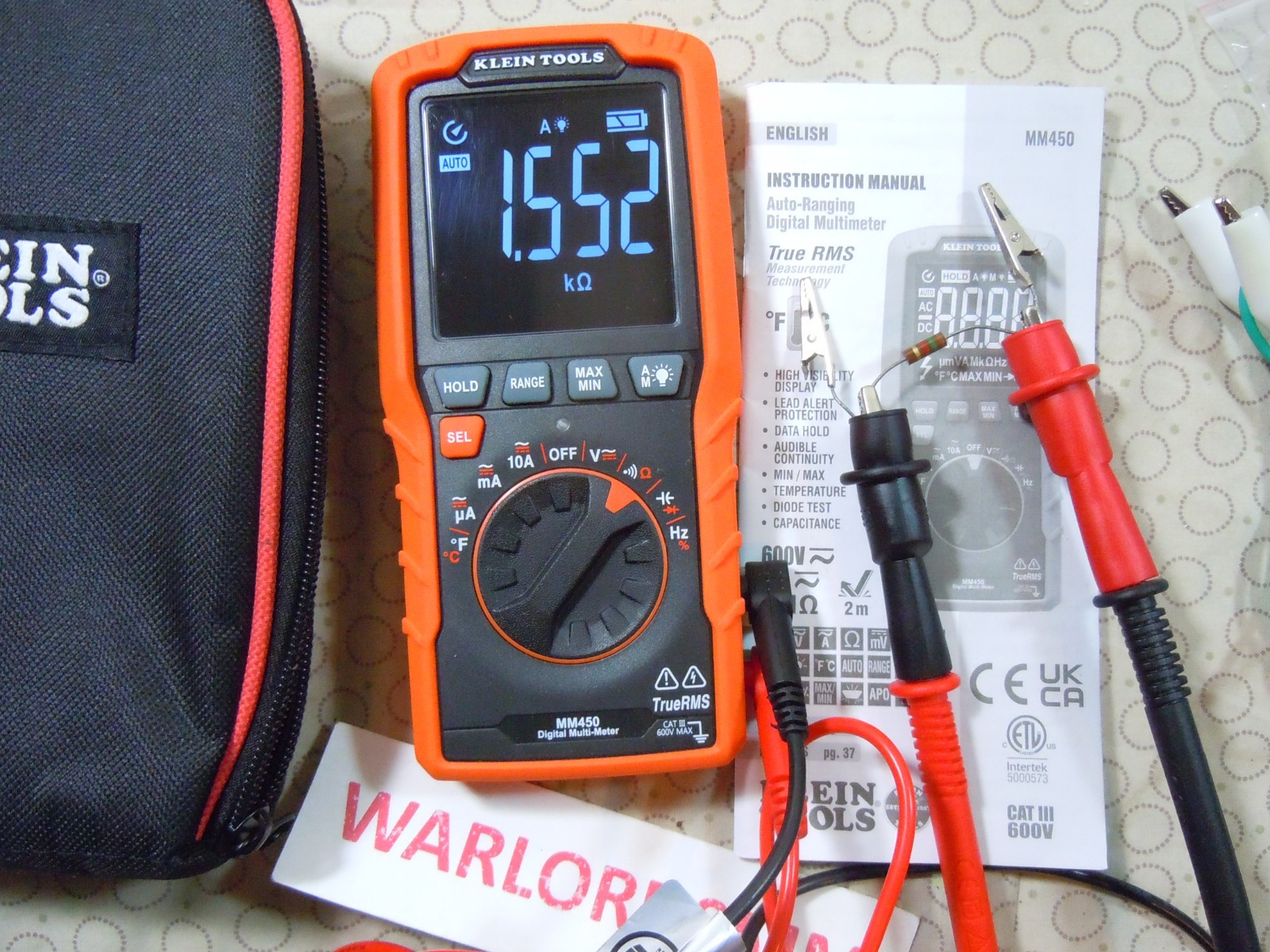 KLEIN TOOLS MM450 TRMS MULTIMETER WITH ACCESSORIES + KLEIN CASE – 0208304.