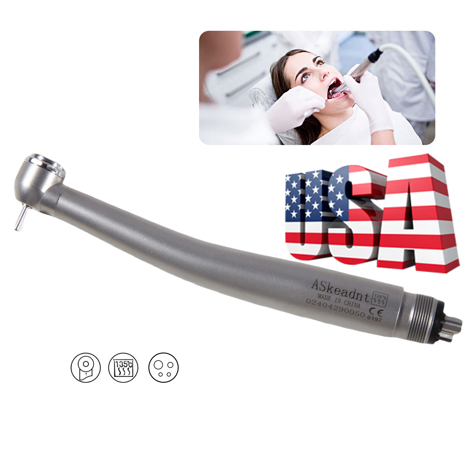 10 ASkeadnt NEW Dental High Speed HANDPIECES Fast Turbine Push Button 4-H