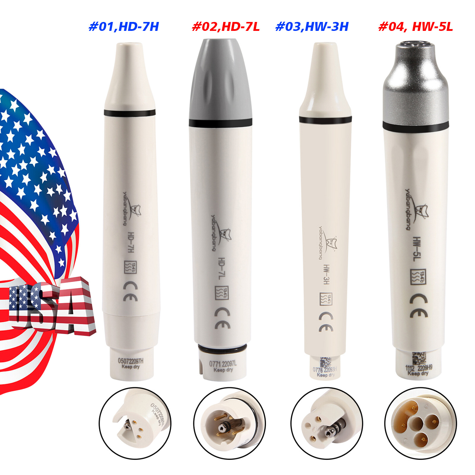 Dental Ultrasonic Scaler Handpiece / LED / 5*Tips for EMS WOODPECKER DTE SATELEC