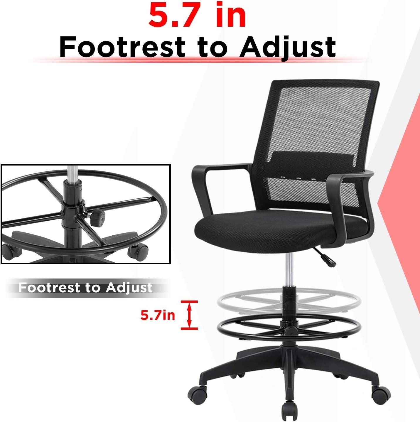 Comfortable Drafting Chair for Home Office with Easy Assembly and Durability