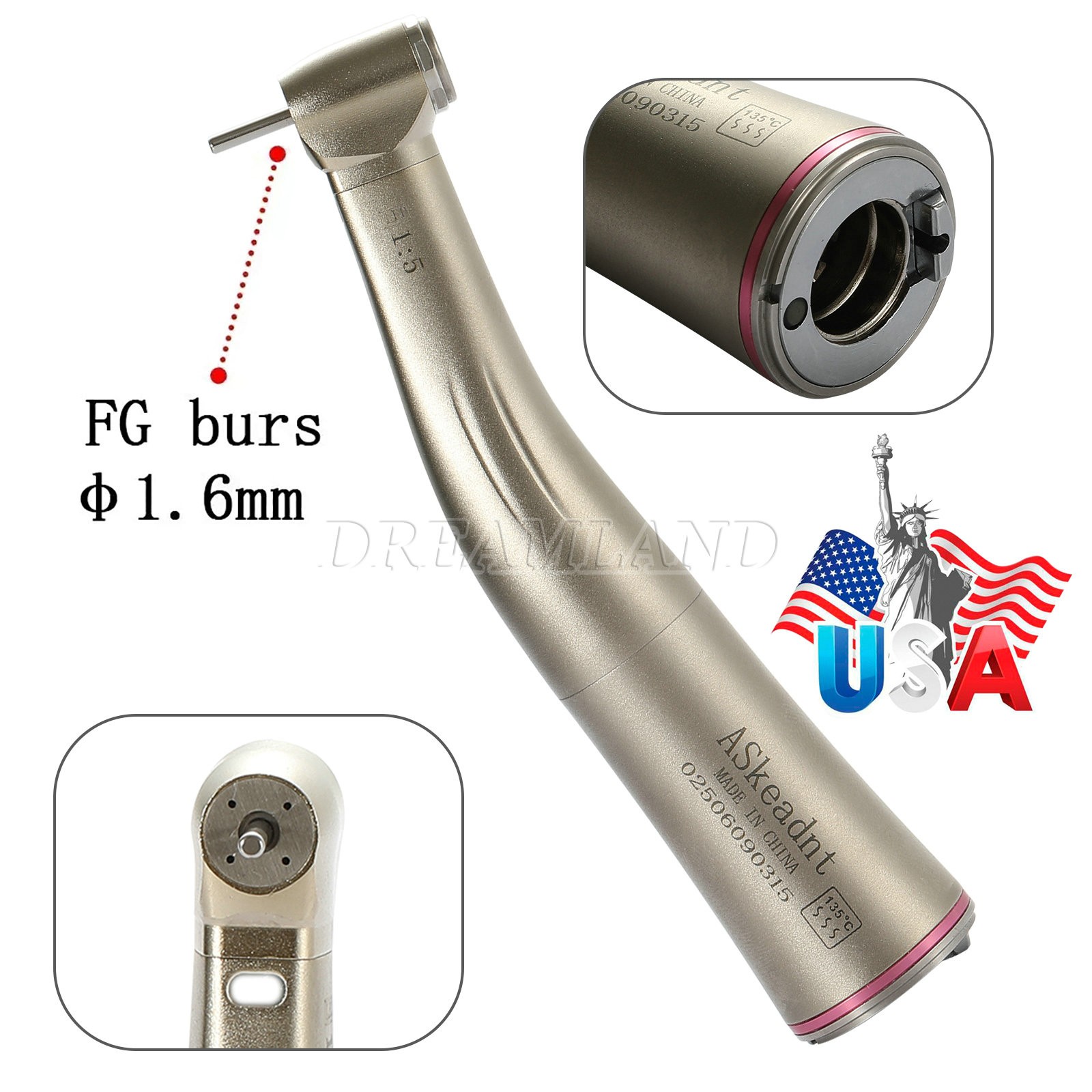 ASkeadnt Mini Head High Speed Attachment Contra Angle 1:5 Electric