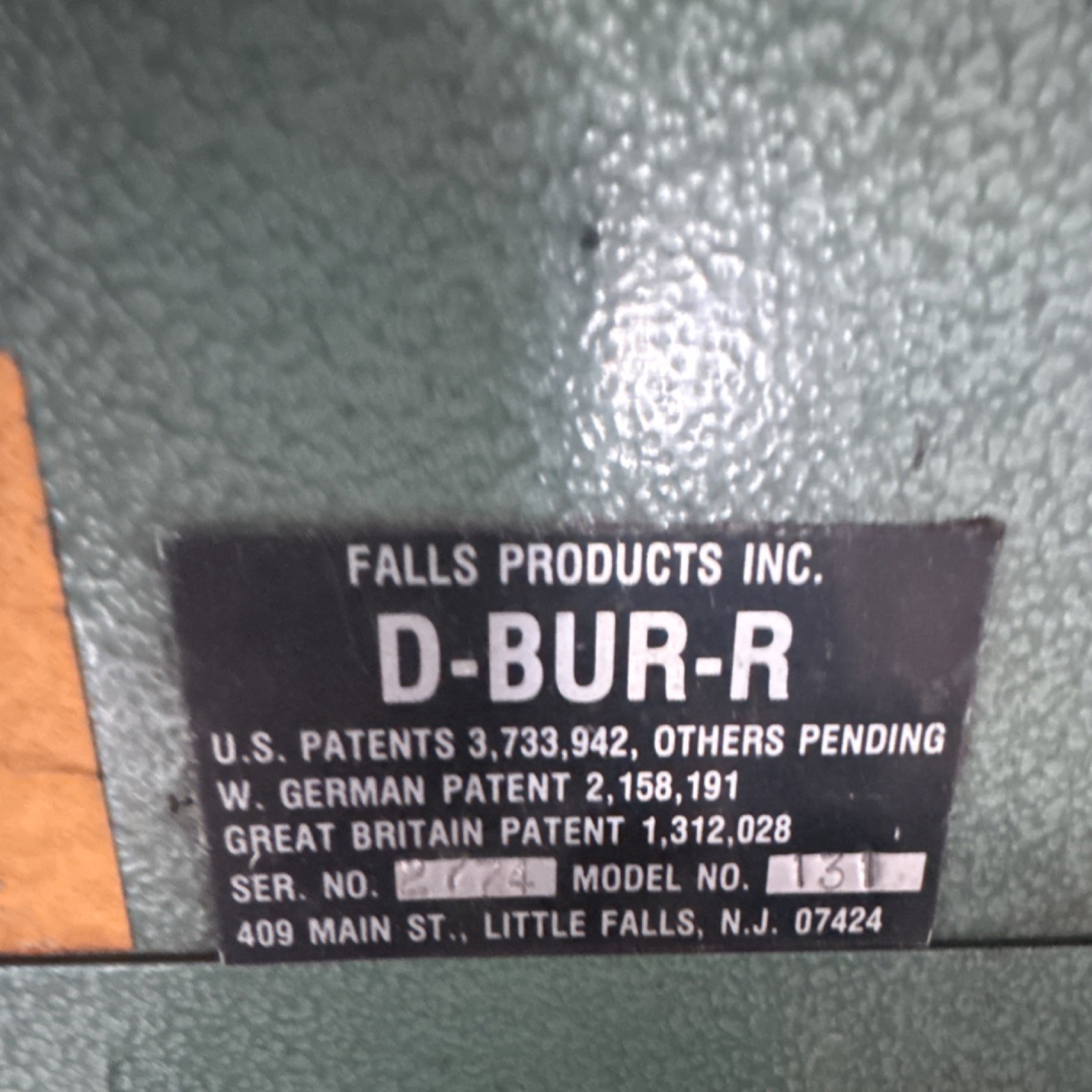 Falls Products Inc. Deburring Machine Model 131 D-BUR-R Manual Electric Grinding