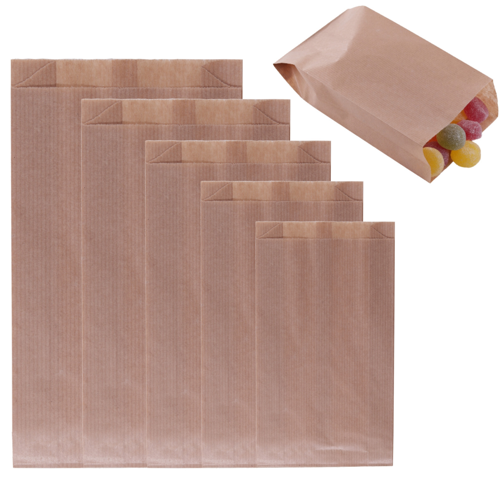 Papiertüten Braun, Geschenktüten Papier, Kleine Tüten für Süßigkeiten, Brottüten